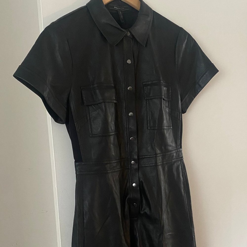 BCBG faux leather midi dress